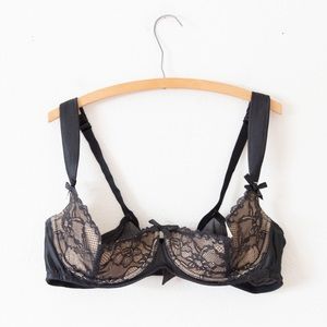 Cacique 40C Black Lace Quarter Cup Shelf Bra